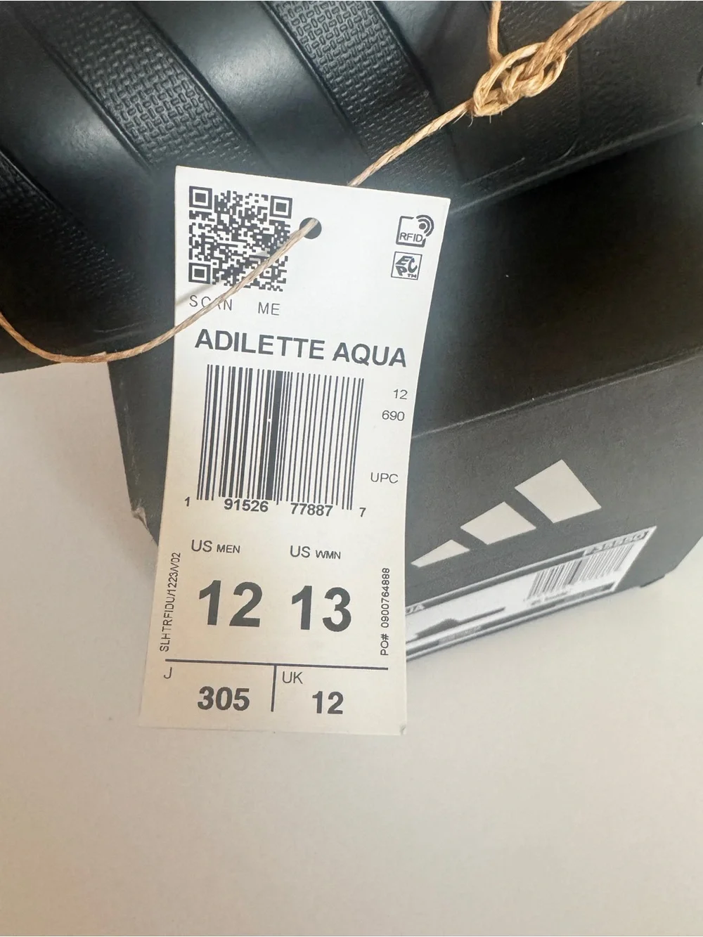 NEW adidas Black Adilette Aqua Slide Sandals